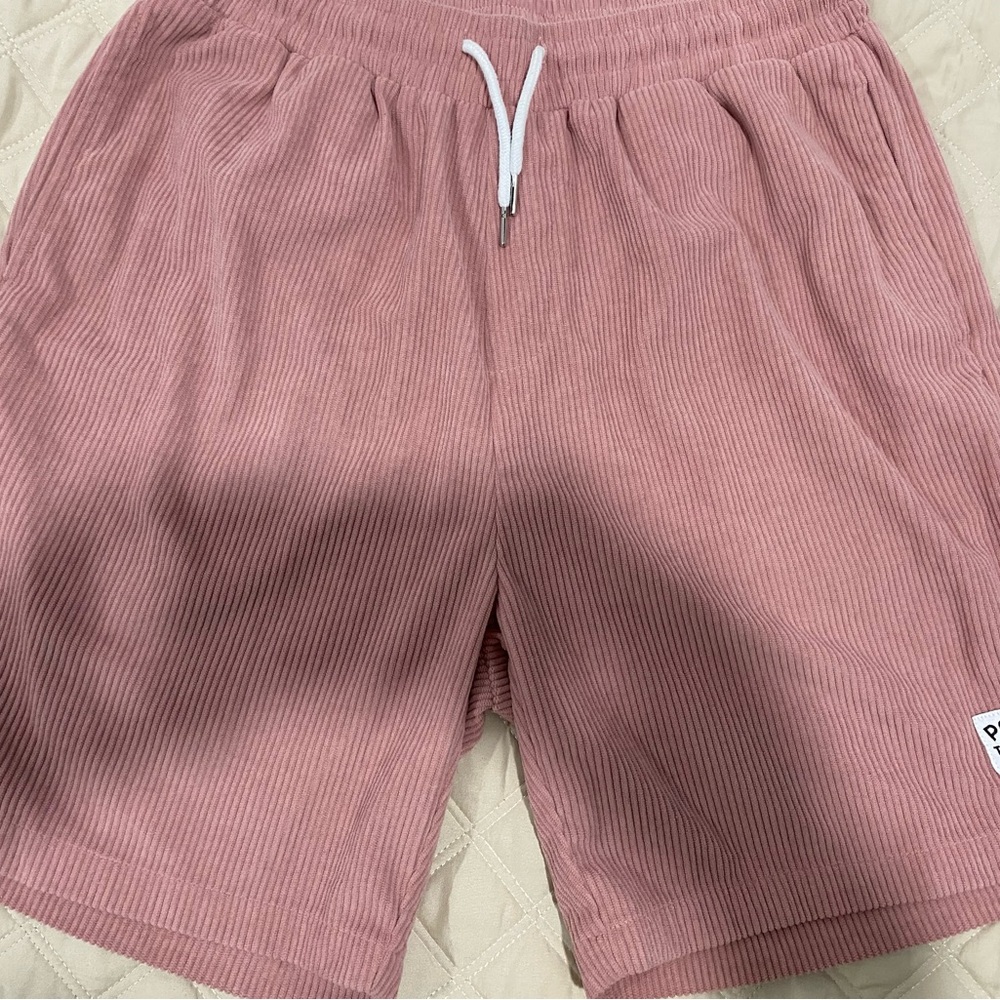 Men's Pink Corduroy Athletic Shorts
